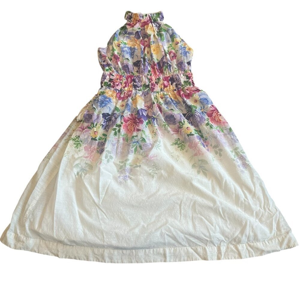 Boston Proper Garden of Romance Floral Print Mock Neck Midi Dress Size 12 Womens - Picture 2 of 13